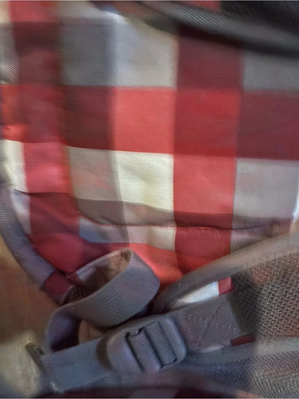 Lands' End Red and Gray Plaid Kids Backpack with Matching Lunch Bag